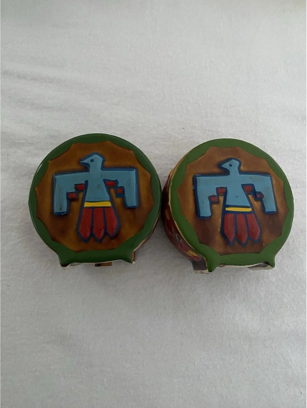 Vtg Native American Indian Chief Salt & Pepper Shakers Japan;Curio Fair Michigan